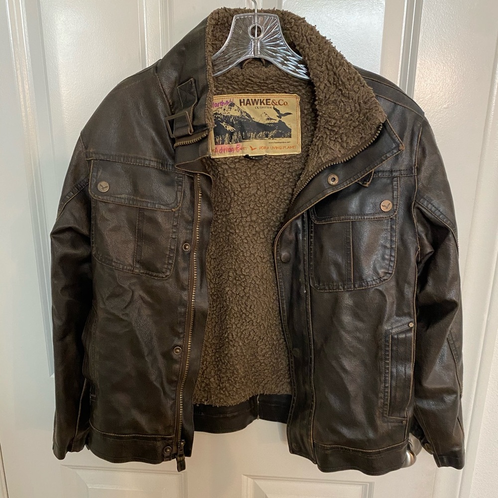 Vintage Brown Leather Mammoth Co Bomber Jacket